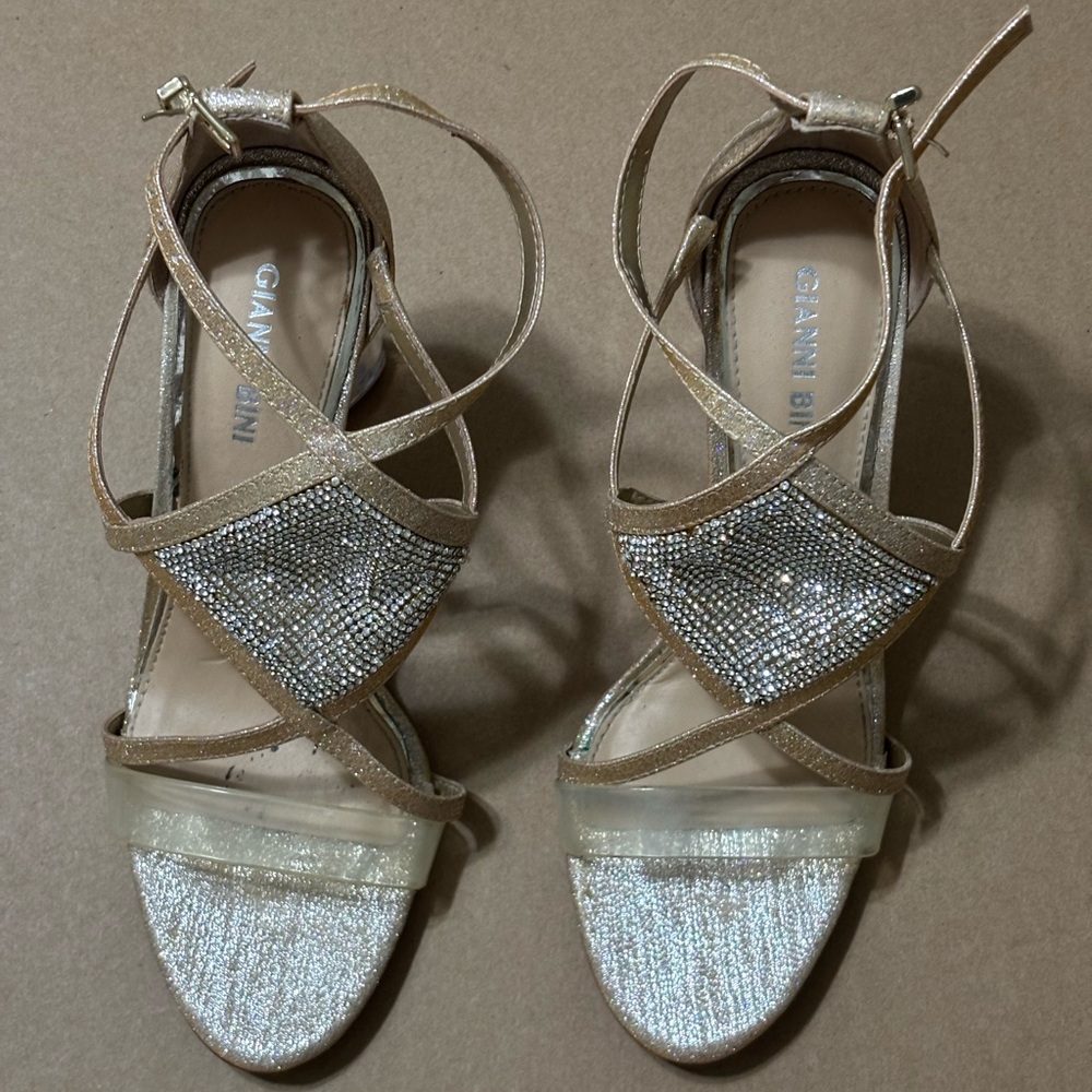 Gianni Bini Glittering Gold Strappy Heels